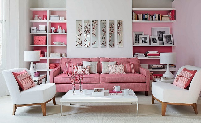 màu hồng trong thiết kế nội thất